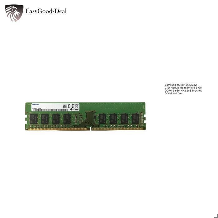 Barrette mémoire Samsung DDR4 8 Go 2666 MHz UDIMM PC de bureau M378A1K43CB2 CTD - Samsung