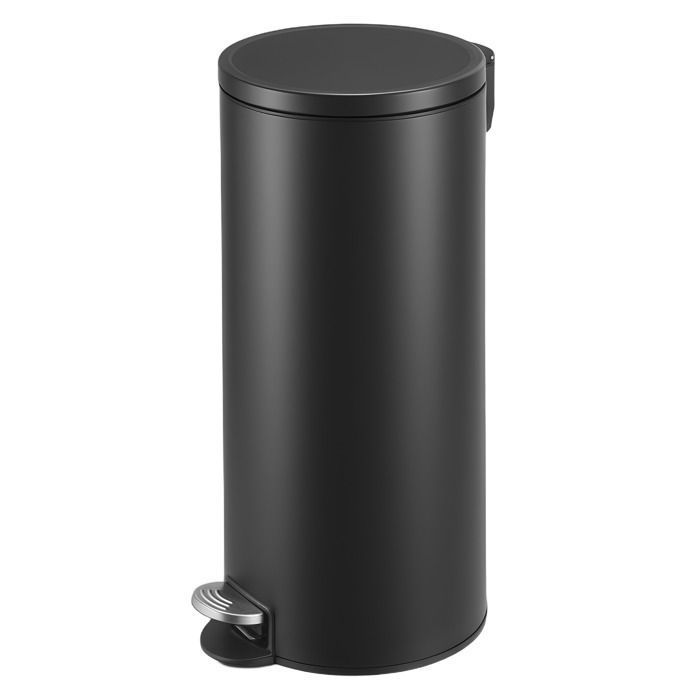 Poubelle à Pédale Rond Seau Intérieur Amovible Fermeture en Douceur 30 L Noir