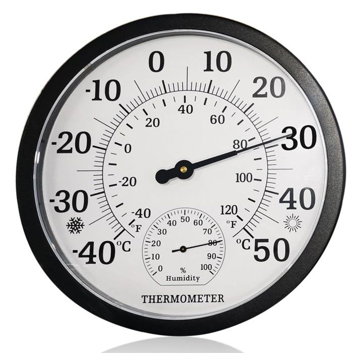 Grand thermomètre 2 en 1 pour lintérieur et extérieur - Analogique - 254 cm - Avec hygromètre