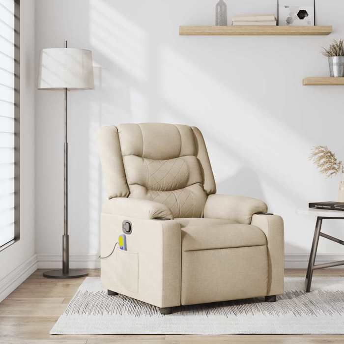 NEW 2026 Fauteuil Massant inclinable - Chaise simple - Multifonctionnel - Crème Tissu 77x93x99 cm L3731
