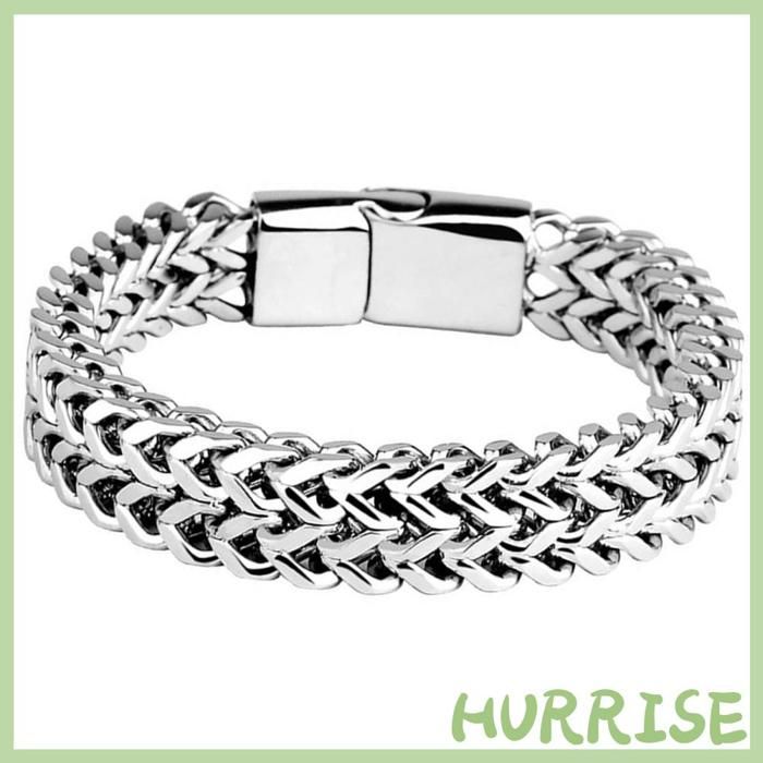 Garosa Bracelet magnétique pour hommes Bracelet magnétique en acier titane aimants à Double rangée argent 19 cm / 7 5 pouces