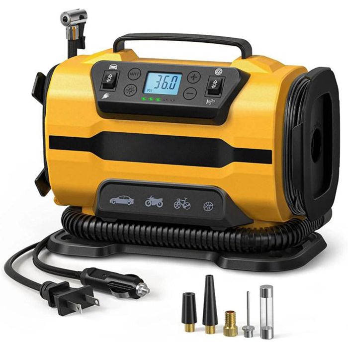 Compresseur dair portable - uverbon - Lampe torche LED - 150 Psi 35 L/min 40 L/min avec affichage numérique LED.