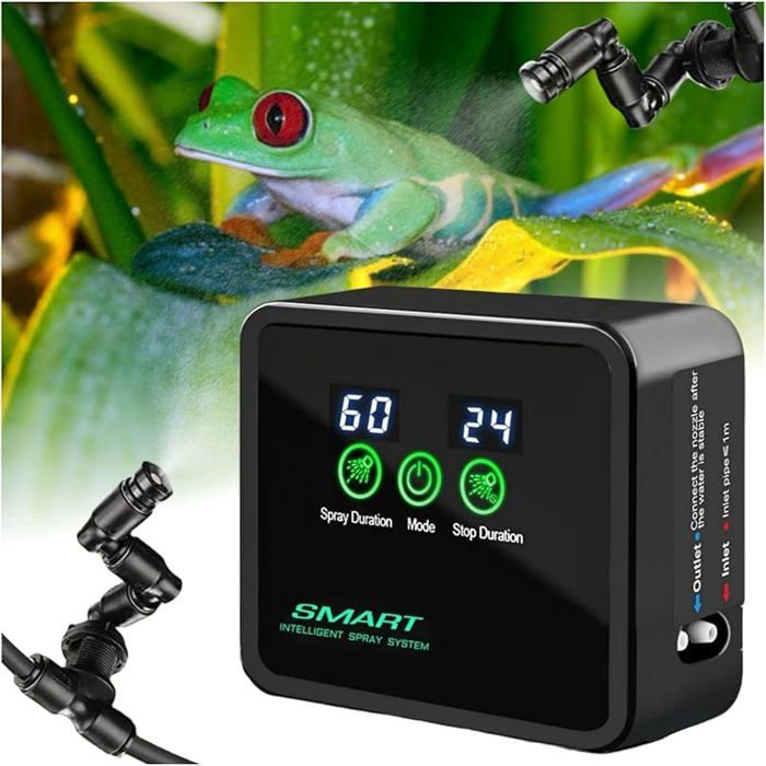 Brumisateur Terrarium Automatique Humidificateur Terrarium avec Minuterie et Arroseur de Brouillard Réglables 360° HUMIDIFICATEUR