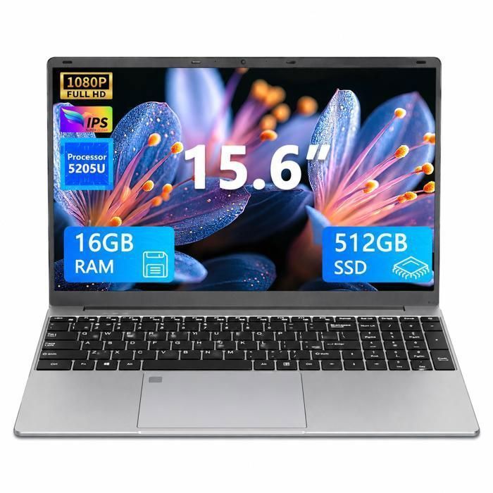 PC portable-15.6Intel Celeron 5205U，16 Go RAM DDR4 512 Go SSDWindows 11PROWiFi5HDMI，kit AZERTY Ordinateur Portable