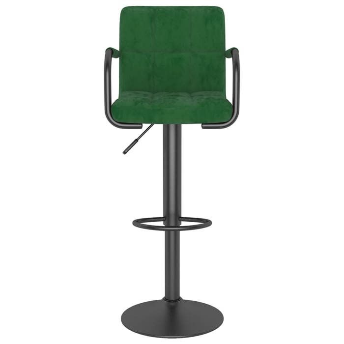 Tabourets Cuisine - Vert - Chaises de bar - (2 pcs) - 2 personnes - vert foncé velours 48x47x(90-111) cm F2385