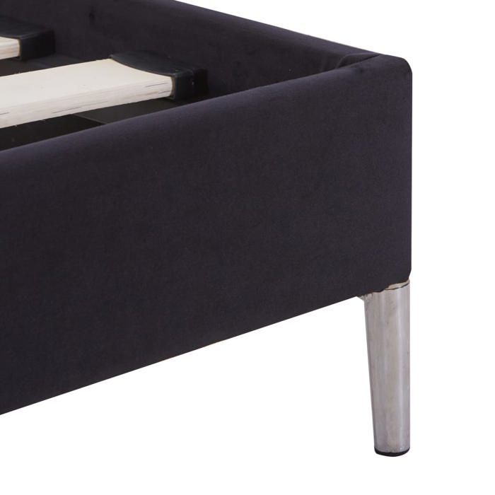 Elégant Cadre de lit 1 Place pour adulte Noir - Cadre de lit sans matelas noir tissu 90x200cm PRO9027211328360