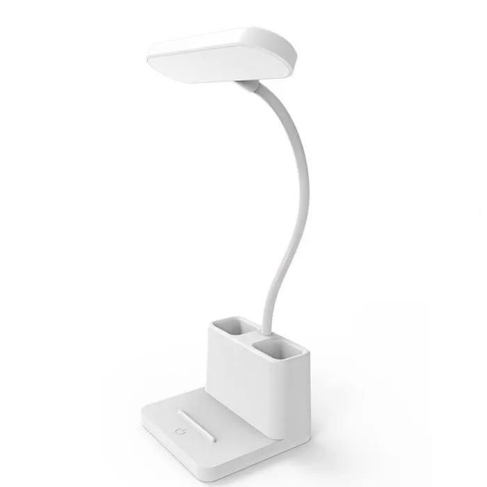 Lampe de bureau sans fil rechargeable avec porte-stylo fonctionnement sur piles pour télétravail et bureau à domicile