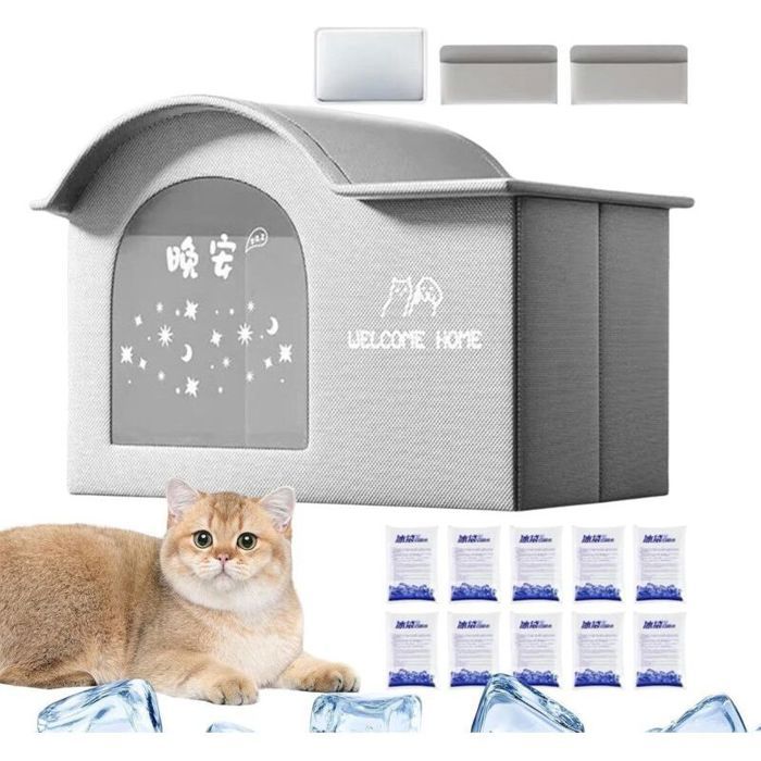 Maison Rafraîchissante pour Chats dExtérieur Tente Pour Chaton Abri