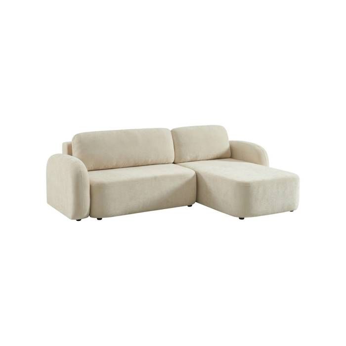 Canapé dangle réversible convertible 3 places tissu avec coffre blanc cassé - Nouma Canapé dangle réversible convertible 3 places tissu avec coffre blanc cassé - Nouma