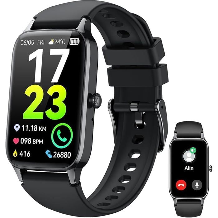 Bracelet Connectée Homme Femme Enfant 1.57Montre Connectée Avec Appel Bluetooth Etanche Ip68 Podometre Smart Avec Cardiofréquen