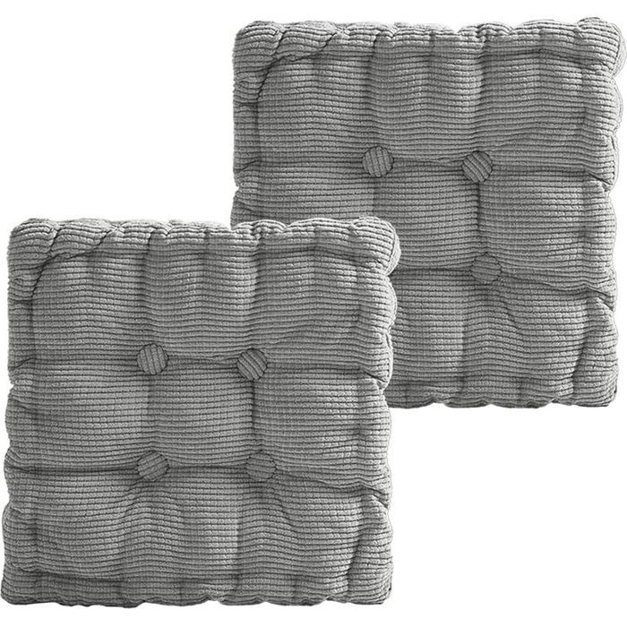 Lot de 2 Coussin de sol 40x40 cm Épaisseur 10 cm Housse durable Garniture coton Jardin Cuisine Intérieur Extérieur