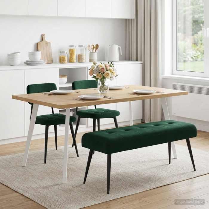Meuble de couloir - Banc avec capitonnage bouton - Vert foncé - 110x40x46 cm - design élégant - pour maison(95492）