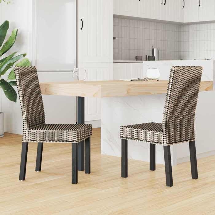 vidaXL Chaise/Fauteuil de salle à manger GENDT 2 pc Noir Blanchi - élégance et confort（9432)
