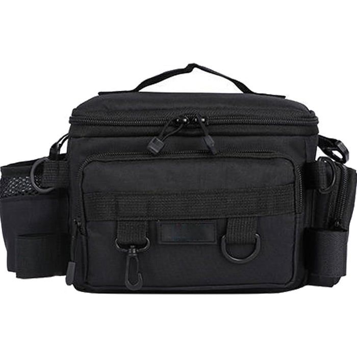 Stockage de matériel de pêche Sac de pêche à la carpe à épaule unique Grande capacité pour boîte à matériel et Noir
