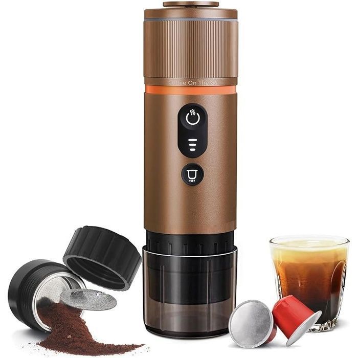 Cafetière expresso portable - Cafetière de voyage électrique à chauffage automatique avec batterie 12 V pour voitures camions
