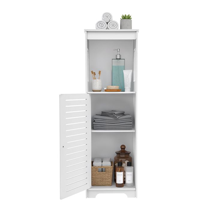 Armoire de salle de bain étroite - Meuble de rangement latéral à 3 niveaux (28 x 25 x 90 cm)