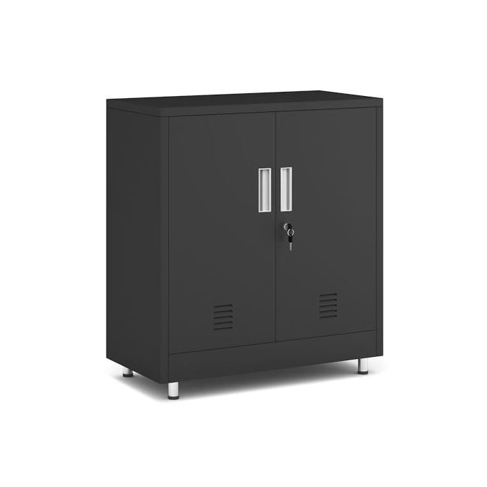 Armoire de Rangement en métal avec Portes verrouillables et étagère réglable Petit Buffet verrouillable pour Maison Bureau