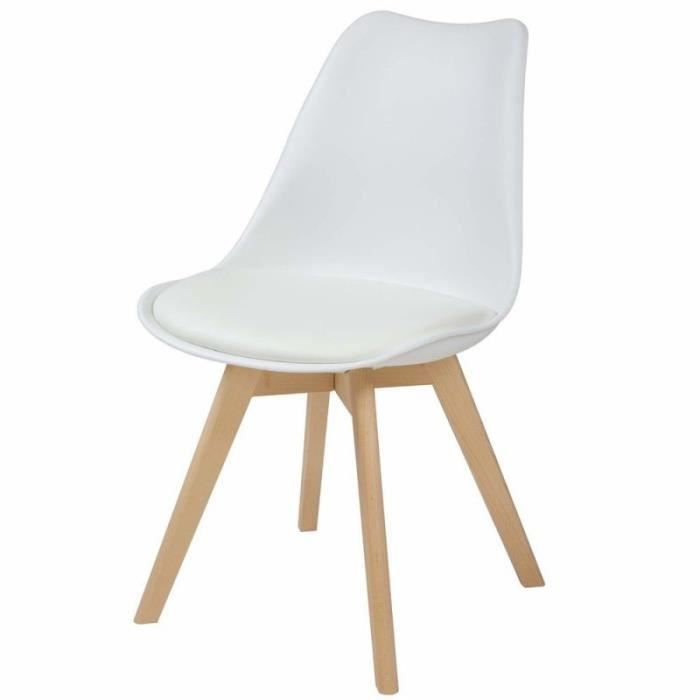 albatros  chaises de salle à manger aarhus, lot de 4, blanc avec pieds en bois massif, hêtre, design rétro scandinave - 3386234