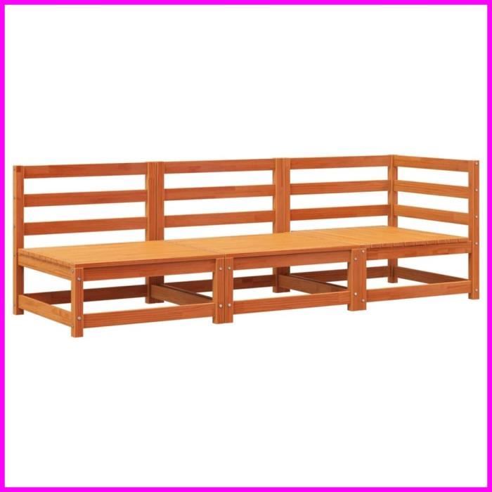 Canapé de jardin 3 places cire marron bois de pin massif -BK837953 (PLA)