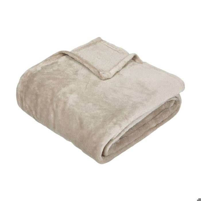 Plaid Ollis en flanelle beige 130x180cm - Atmosphera Créateur dintérieur