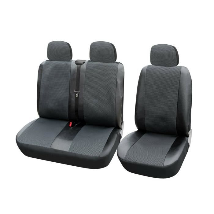 Housses De Siège 2+1 En Cuir ECO Et Tissu Noir Pour Vw Transporter T4 T5