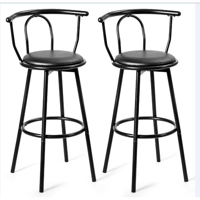 Lot de 2 Tabourets de Bar Pivotant Universel avec Dossier et Repose-pied Confortable Assise avec Selle Rembourré par Eponge