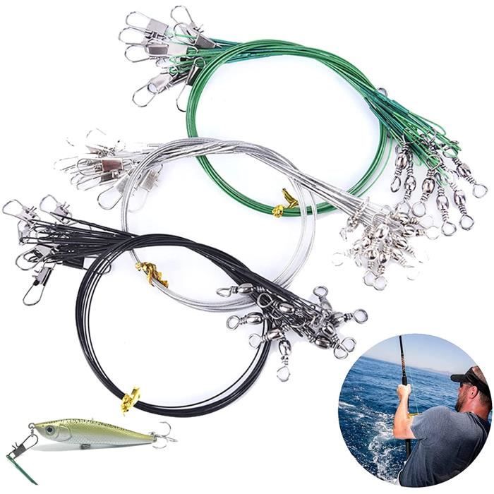 Lot De 100 Bas De Ligne En Acier Pour Pêche - 5 Tailles (10 à 30 Cm) - Anti-morsure Pour Brochet Et Gros Poissons