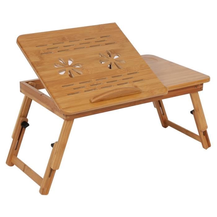 Mind Reader Support pour ordinateur portable, plateau de lit, dortoir, pieds pliants, rayonne de bambou, 50,2 x 30,5 x 21 cm, marron
