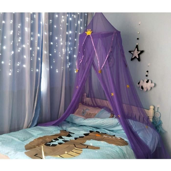 Ciel De Lit Moustiquaire Dôme Princesse - 2.6m De Haut, Polyester, Pour Lit Simple à King, Décoration Chambre