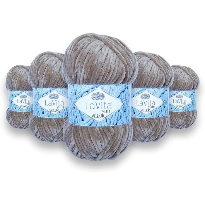 LaVita Yarn Velur Kadife El Örgü İpi U00100 Polyester 500gr 5 Adet (1002 Opti̇k Bey