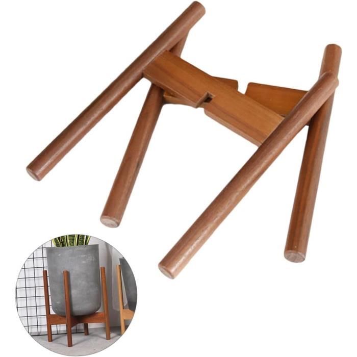Support De Pot De Fleurs En Bois Tissé - Dimensions 36x24x24cm, Style Rustique, Pour Décoration Intérieure