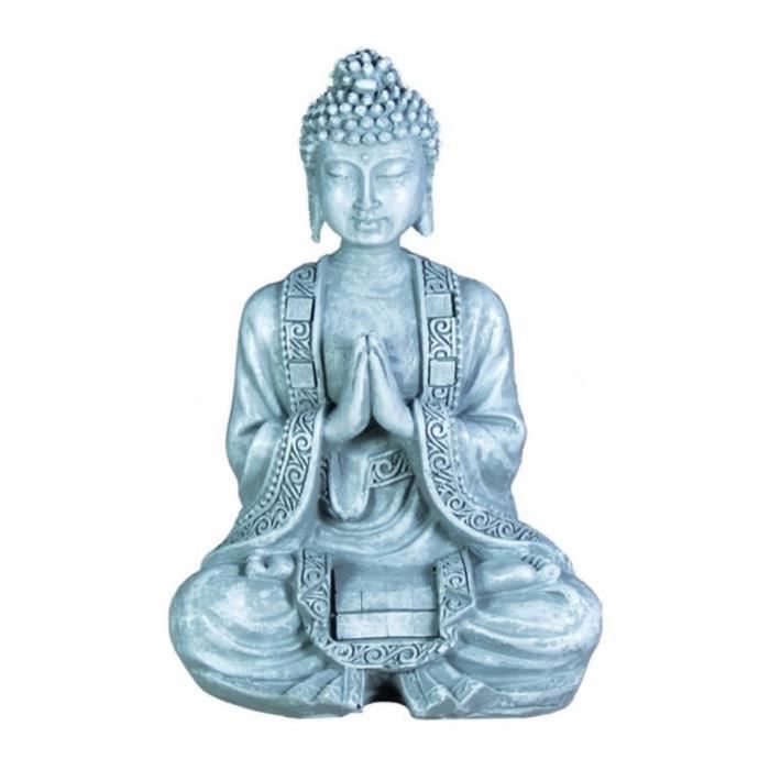 Statuette Bouddha assis aspect pierre 12cm 