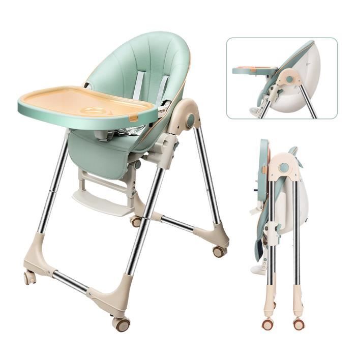 Chaise Haute pour Bebe Evolutive, Reglable et Pliable  4 Roues