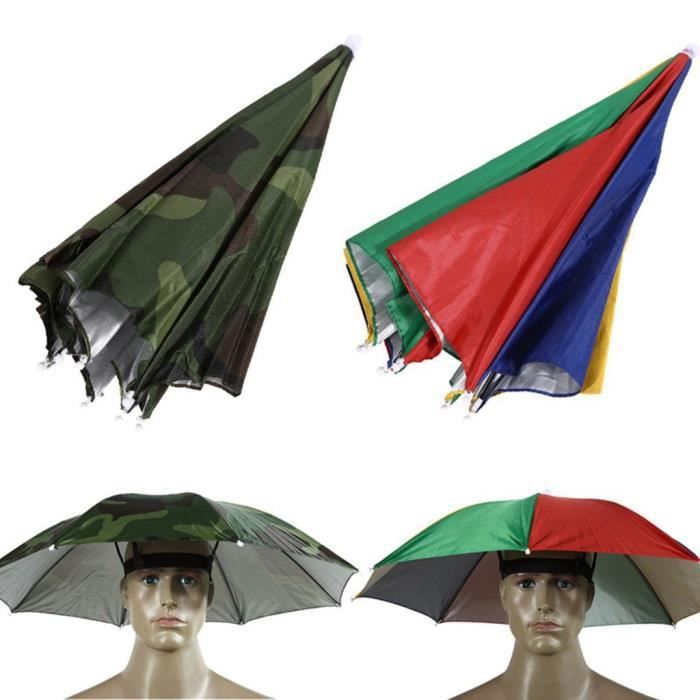 Taille unique Argent Chapeau Parapluie /à T/ête Pliable Abri de Pluie et Soleil pr Camping P/êche Randonn/ée