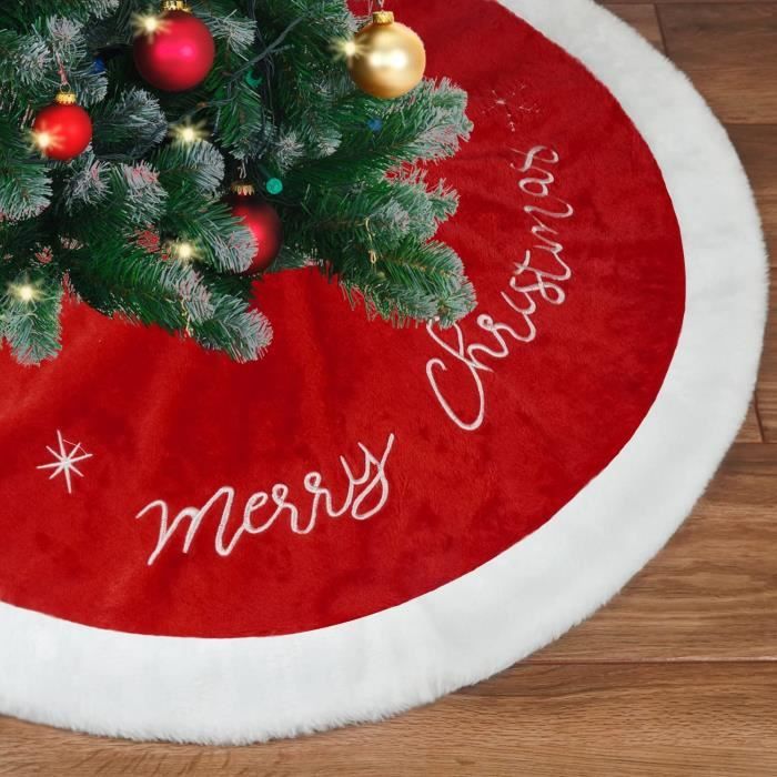 Jupe de sapin en velours rouge – 72 pouces main image 1