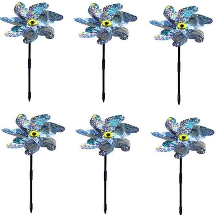 Moulins à Vent Anti-oiseaux Réfléchissants - Lot De 6, Argentés, Pour Protéger Jardin Et Verger