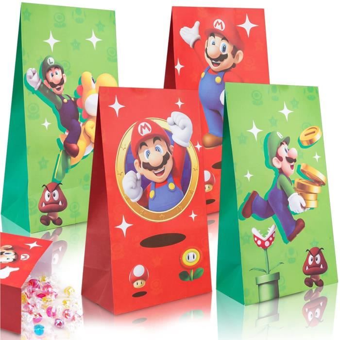 Fournitures de fête d'anniversaire Mario, sacs cadeaux pour cadeaux Super  Bros Mario, comprenant 4 motifs imprimés double face, idéaux pour les  décorations de fête d'anniversaire d'enfants (12 pièces)