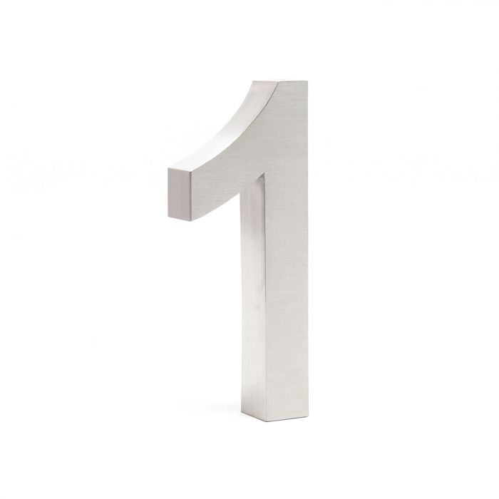 Plaque Numéro Maison Chiffre 1 3D 20cm Acier inoxydable