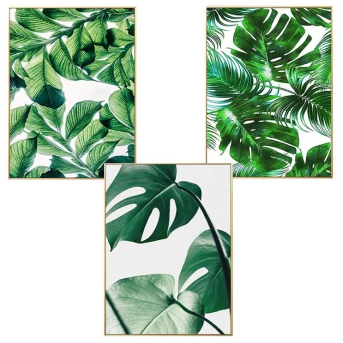 3 posters décoratifs muraux avec des feuilles de palmier impression