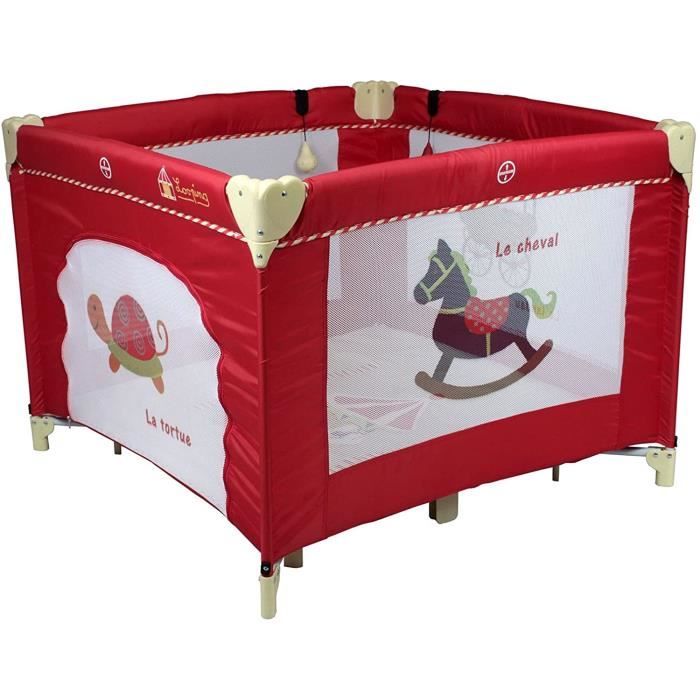 Parc Lit Bebe Pliant 100x100cm Porte Zippee Poignees De Maintien Sac De Transport Manege Rouge 99 Cdiscount Puericulture Eveil Bebe