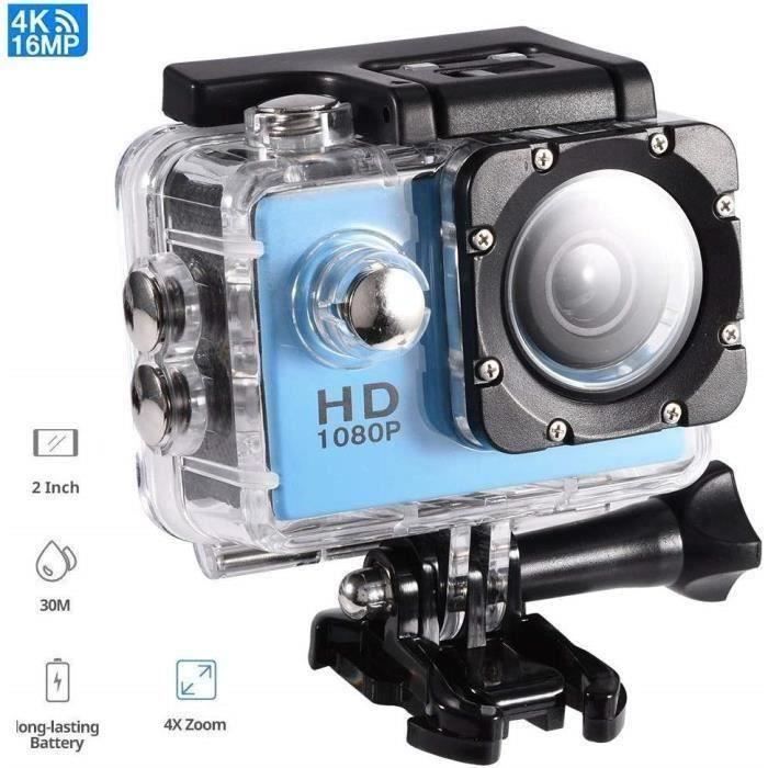 Caméra étanche BK 1080P FULL HD type GOPRO - Bleu