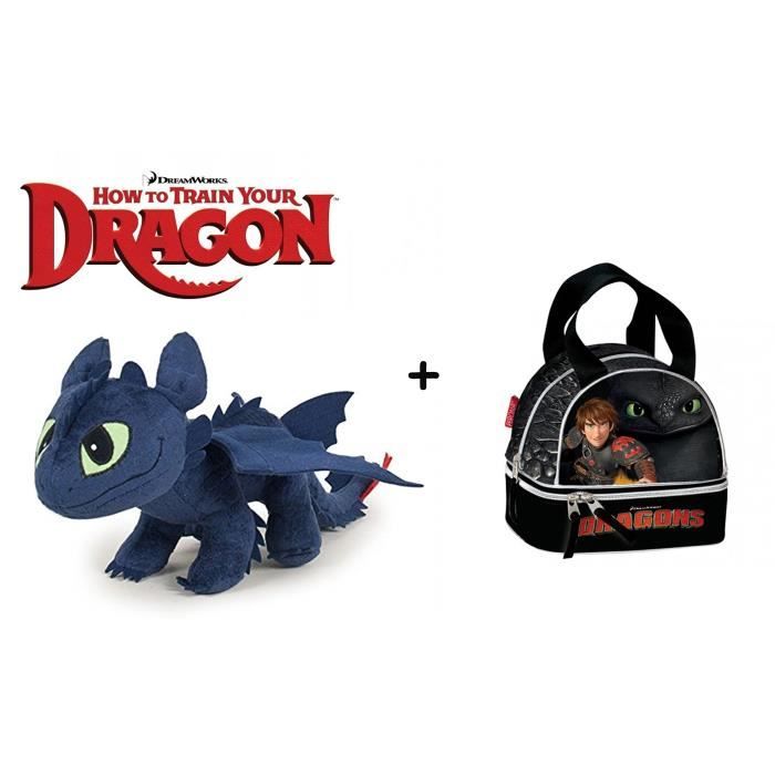 HTYYD Dragons - Peluche Krokmou Toothless 40cm + Sac Goûter - Cdiscount  Bagagerie - Maroquinerie