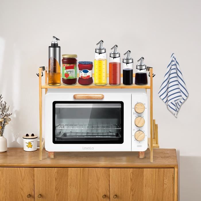 Étagère De Cuisine Coulissante Pour Micro-ondes - Gain De Place Avec Planche Extra Et Support Robuste