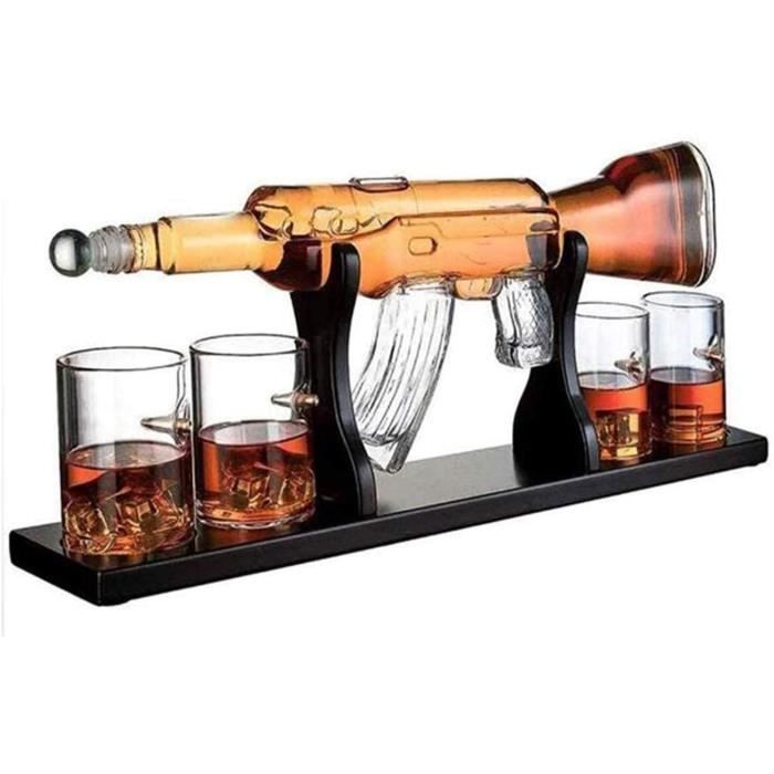 Carafe à Whisky En Forme De Guitare - 1000ml Avec 2 Verres à Dégustation - Idéal Cadeau Anniversaire, Noël Ou Fête - Design Luxe Et Original
