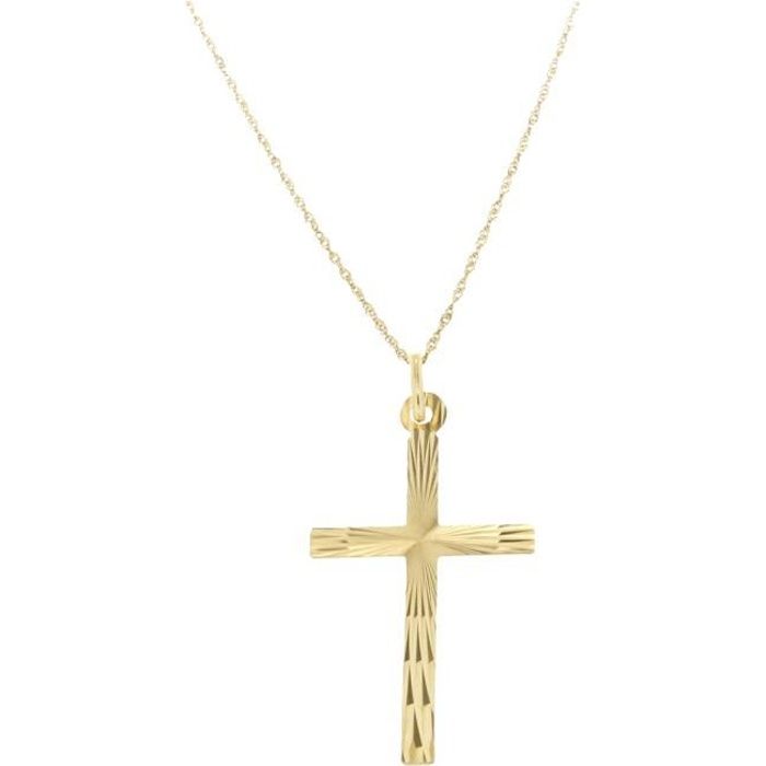 Pendentif Croix En Or 9 Carats (375/1000) - Dimensions 33x20 Mm - Pour Femme - Neuf Avec étiquettes