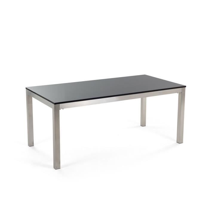 Table de jardin en plateau granit noir 180 cm GROSSETO - BELIANI - Rectangulaire - Extérieur