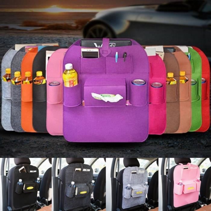 Organiseur De Siège Arrière Auto - Rangement Multi-poches En Tissu Oxford - Gris