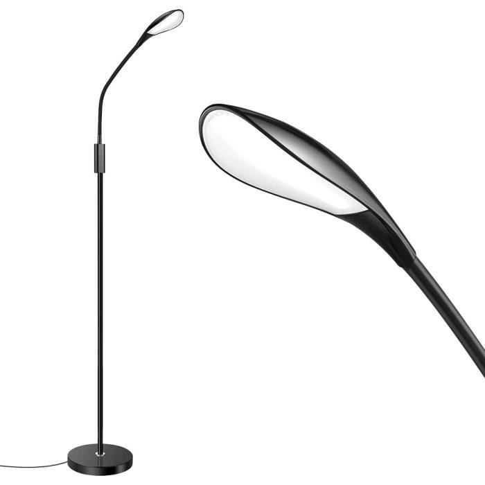 Lampadaire LED Réglable En Hauteur - Noir, Col De Cygne, 3 Couleurs Et Intensité Variable, Pour Salon, Chambre, Bureau