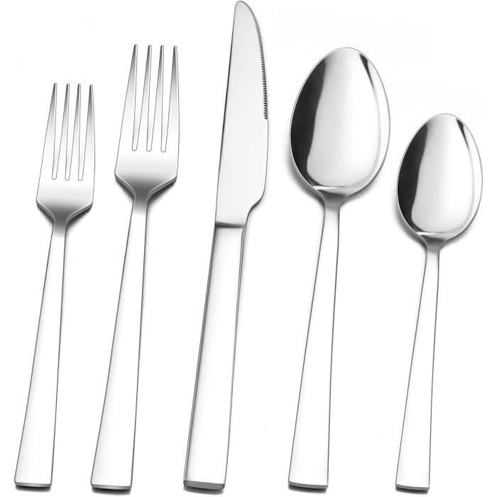 CAOPAOTI Couverts de Table doré 12 personnes, Set de Couvert en or acier inoxydable 60 pièces, Ménagères design avec Cuillère, Couteau, Fourchette, Lave-vaisselle