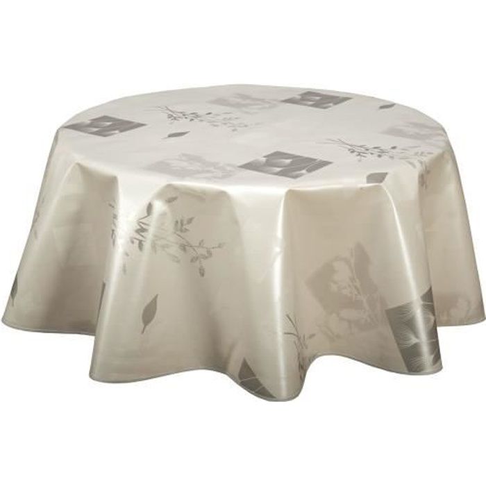 Nappe En Toile Ciree Ronde Etamine Diam 150 Cm Argent Achat Vente Nappe De Table Cdiscount